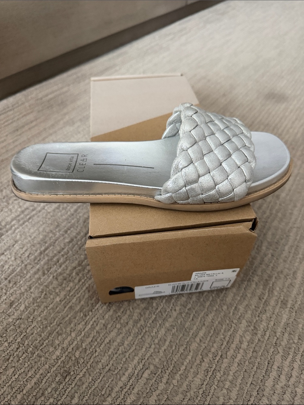 Dolce Vita Metallic Silver Braided Slide Mule